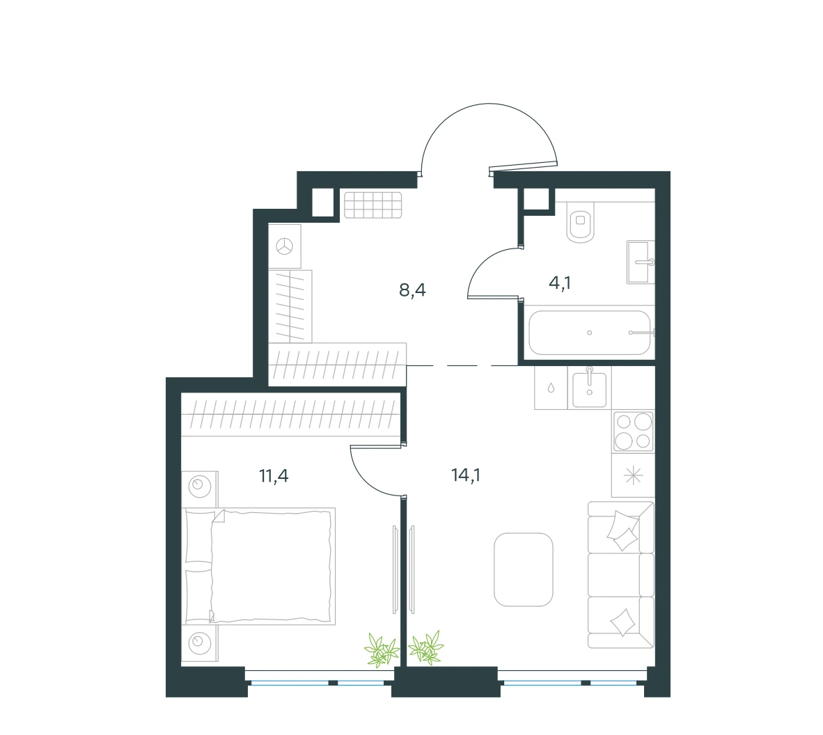 1-комнатные квартиры от 29 м² — 12,7 млн ₽